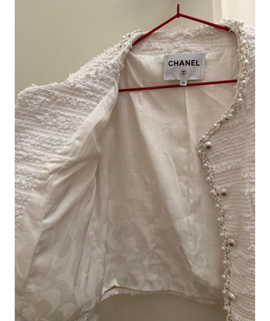 CHANEL Белый хлопковый жакет/пиджак, фото 3
