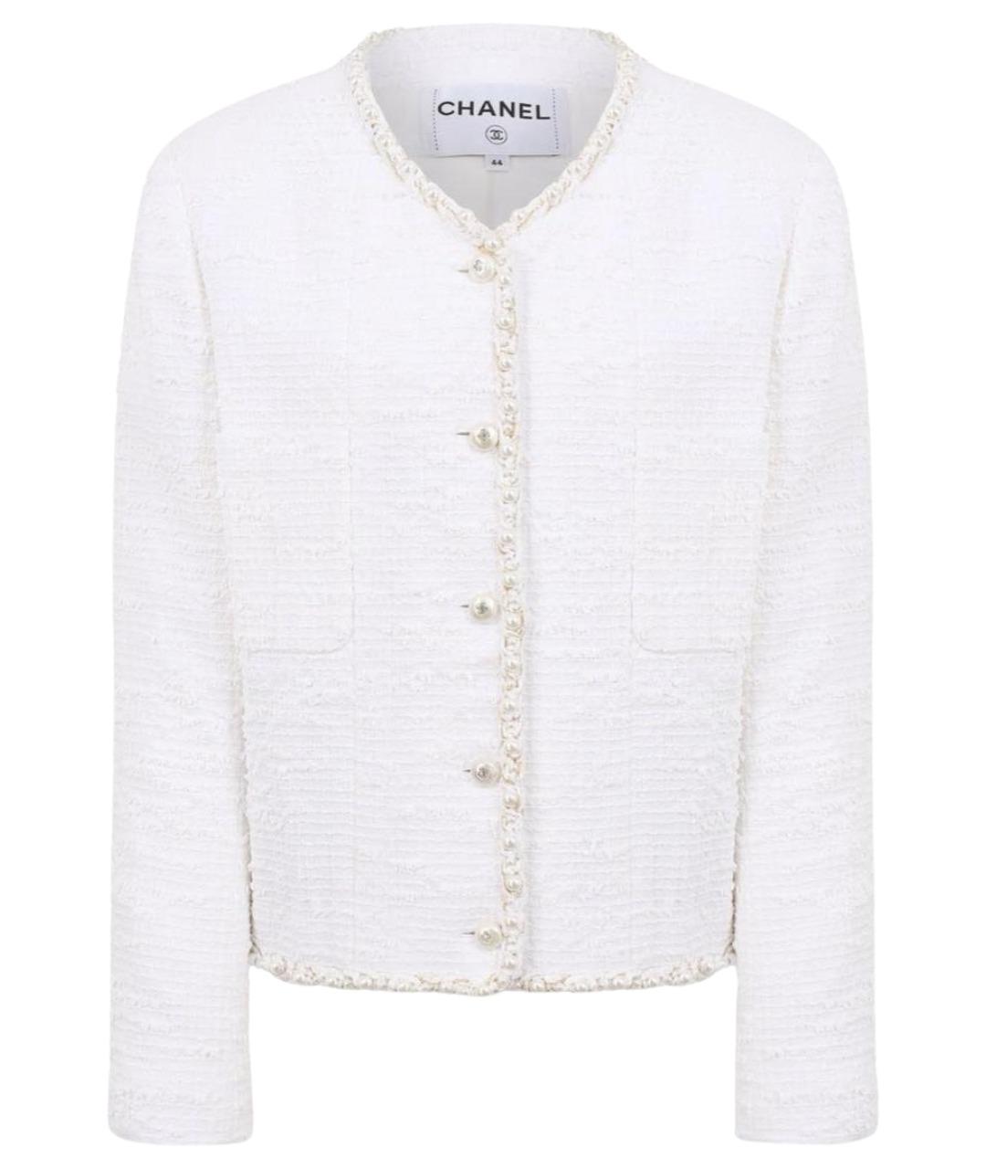 CHANEL Белый хлопковый жакет/пиджак, фото 6