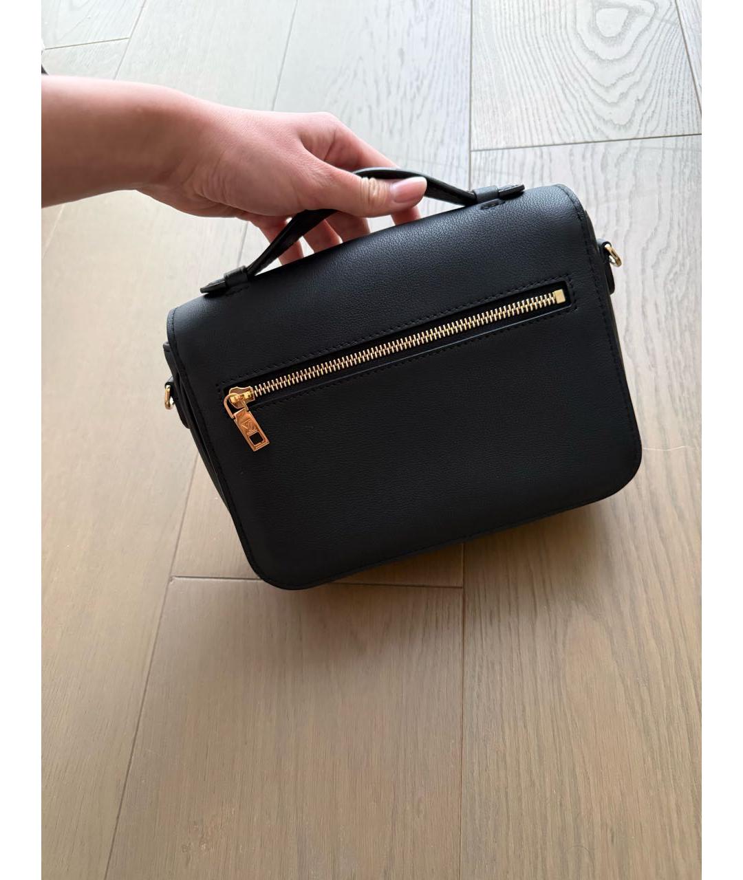 LOUIS VUITTON Черная кожаная сумка с короткими ручками, фото 2