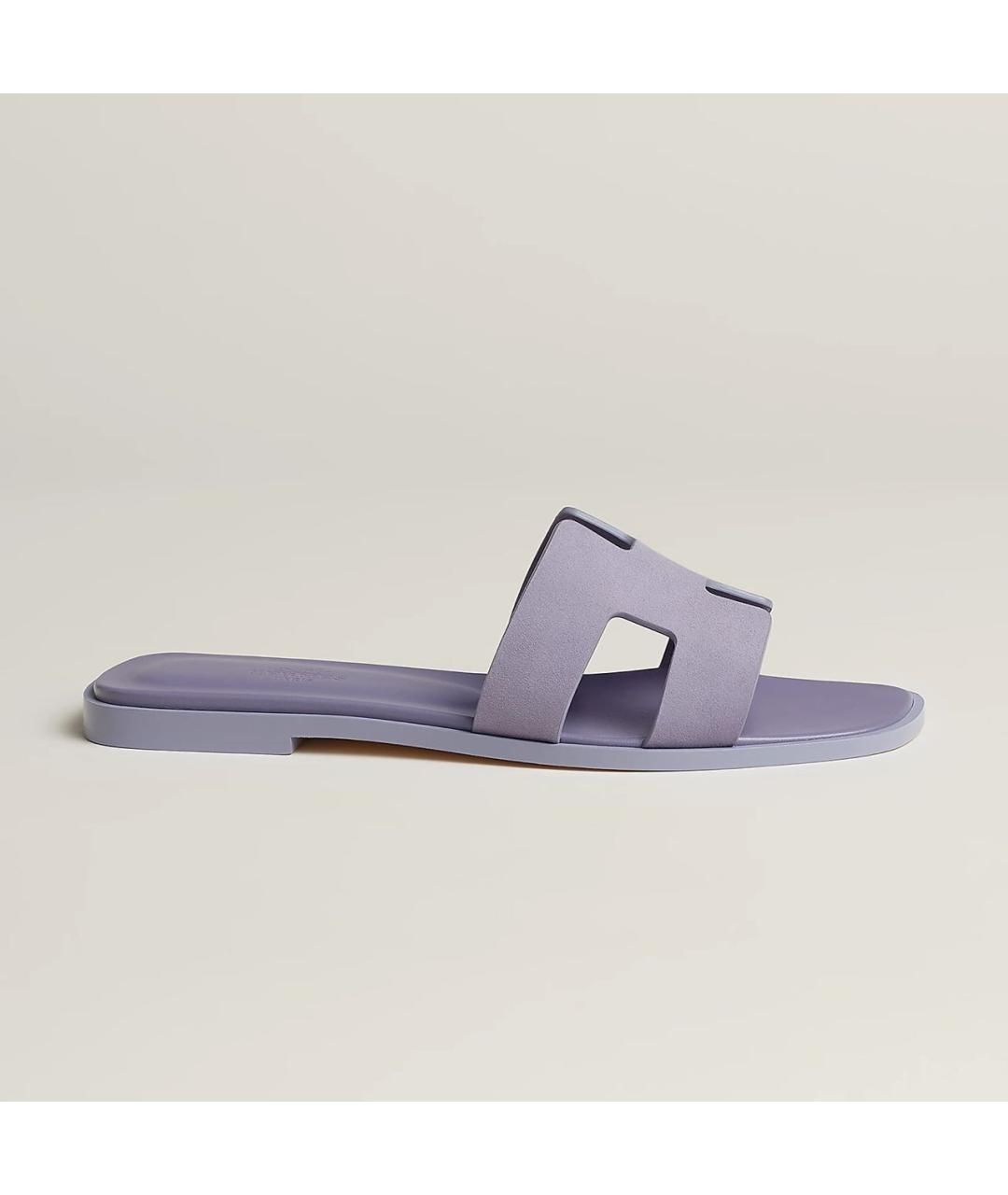 HERMES Фиолетовые кожаные шлепанцы, фото 9