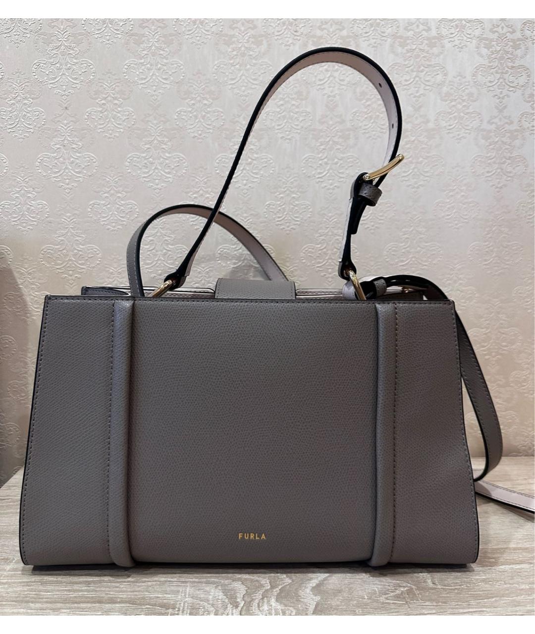 FURLA Серая кожаная сумка через плечо, фото 7