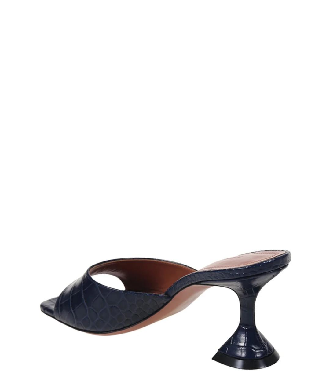 Amina Muaddi Синие кожаные мюли, фото 3