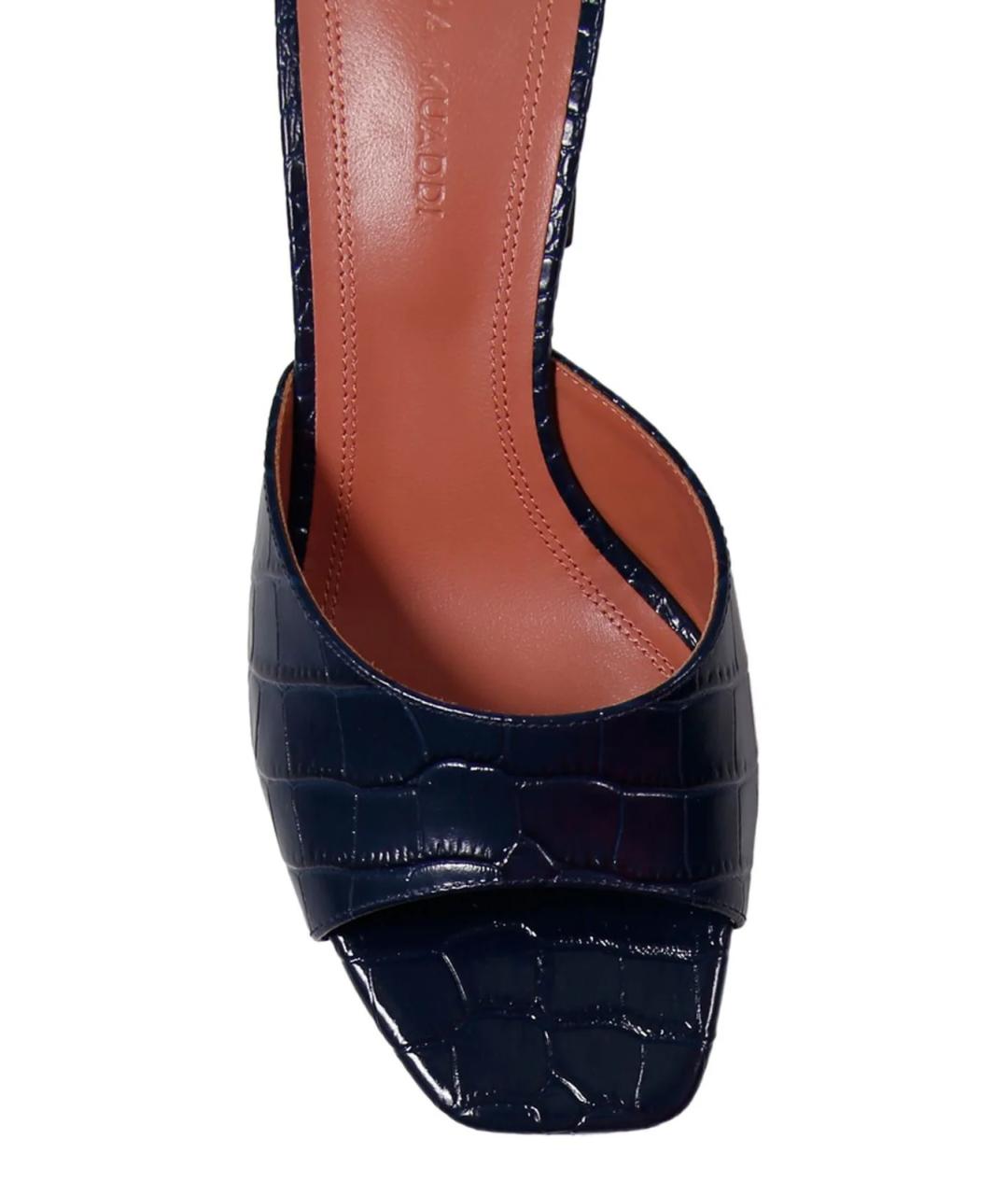 Amina Muaddi Синие кожаные мюли, фото 4