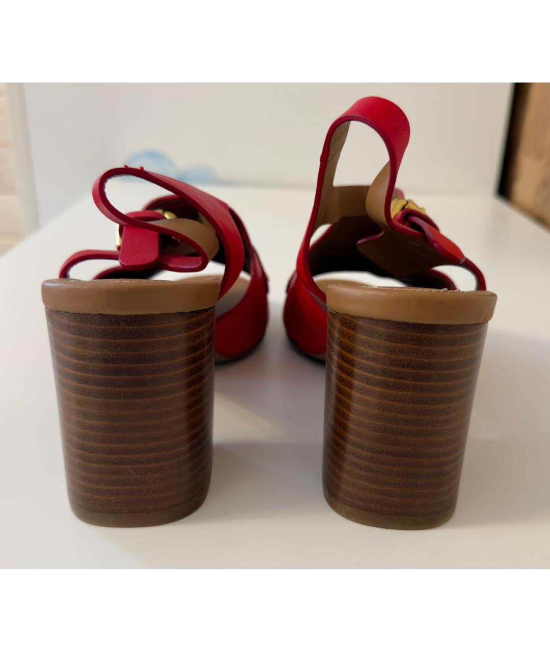 SEE BY CHLOE Красные кожаные босоножки, фото 4