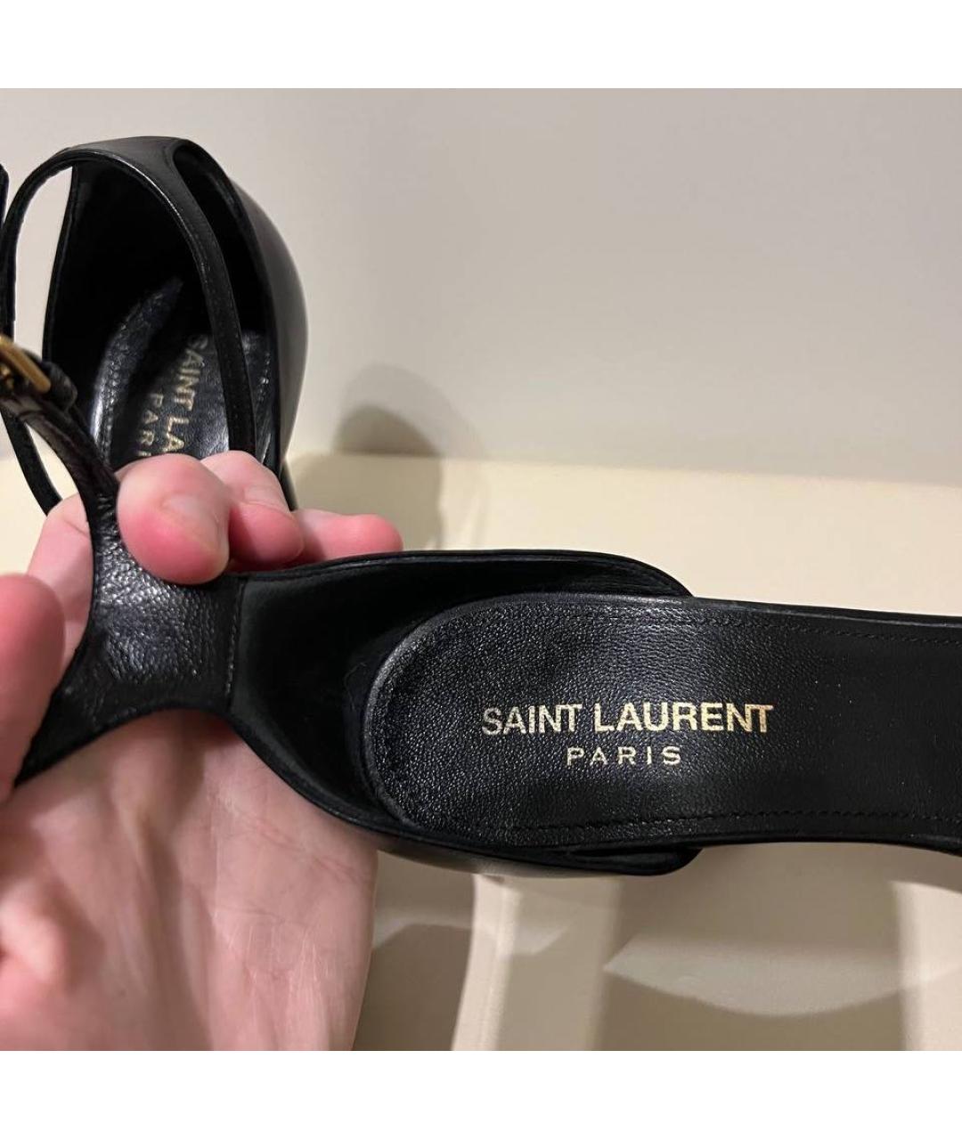 SAINT LAURENT Черные кожаные босоножки, фото 3