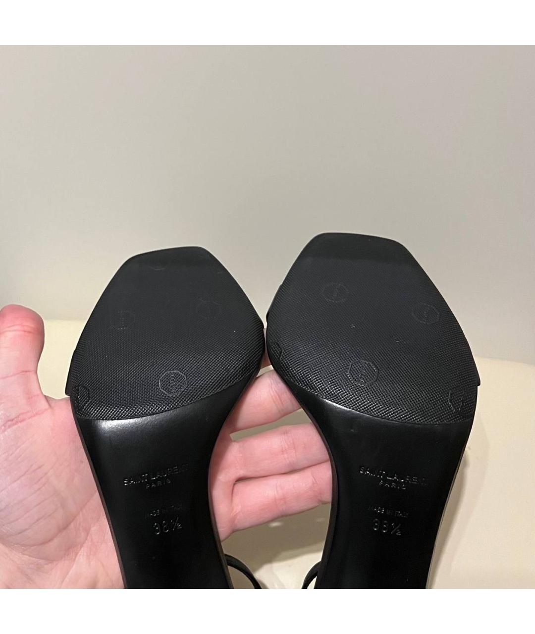 SAINT LAURENT Черные кожаные босоножки, фото 5