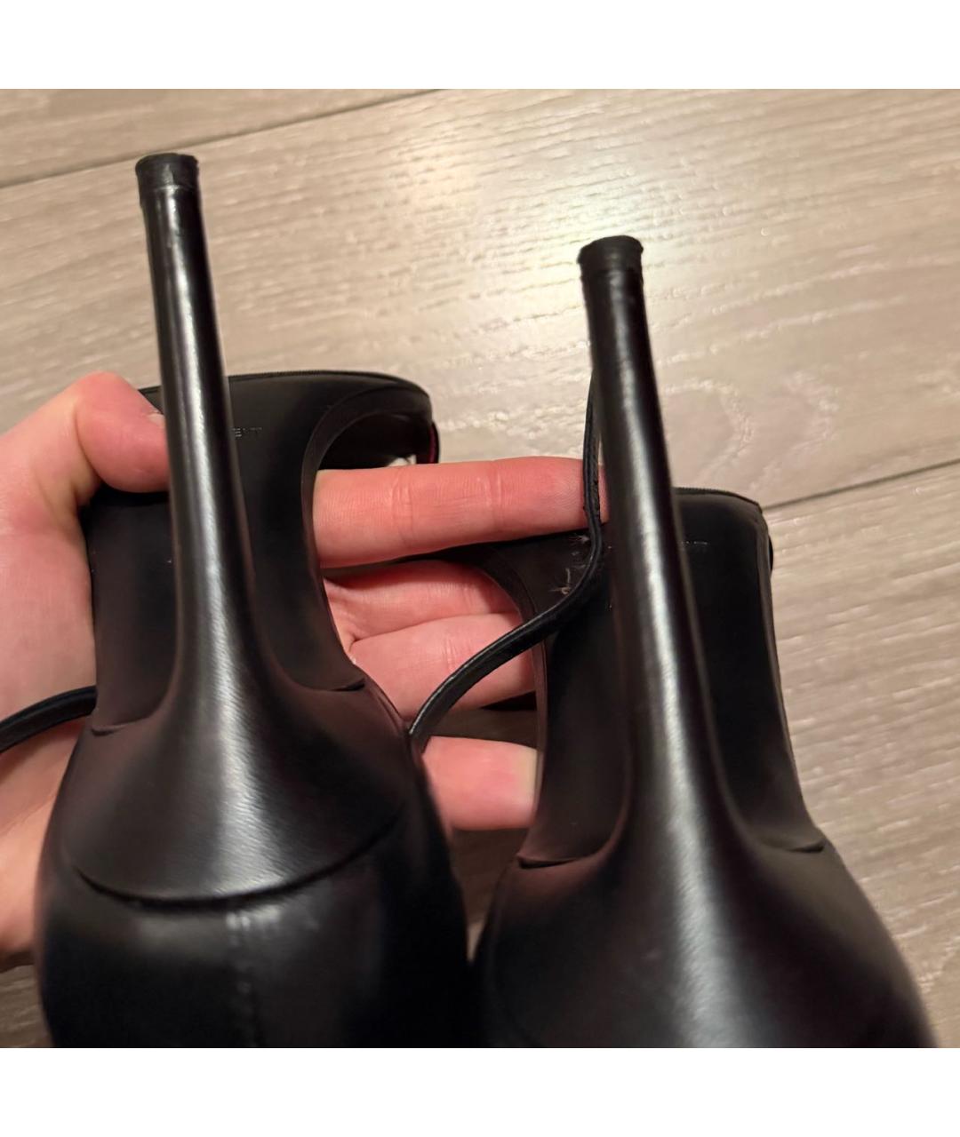 SAINT LAURENT Черные кожаные босоножки, фото 4