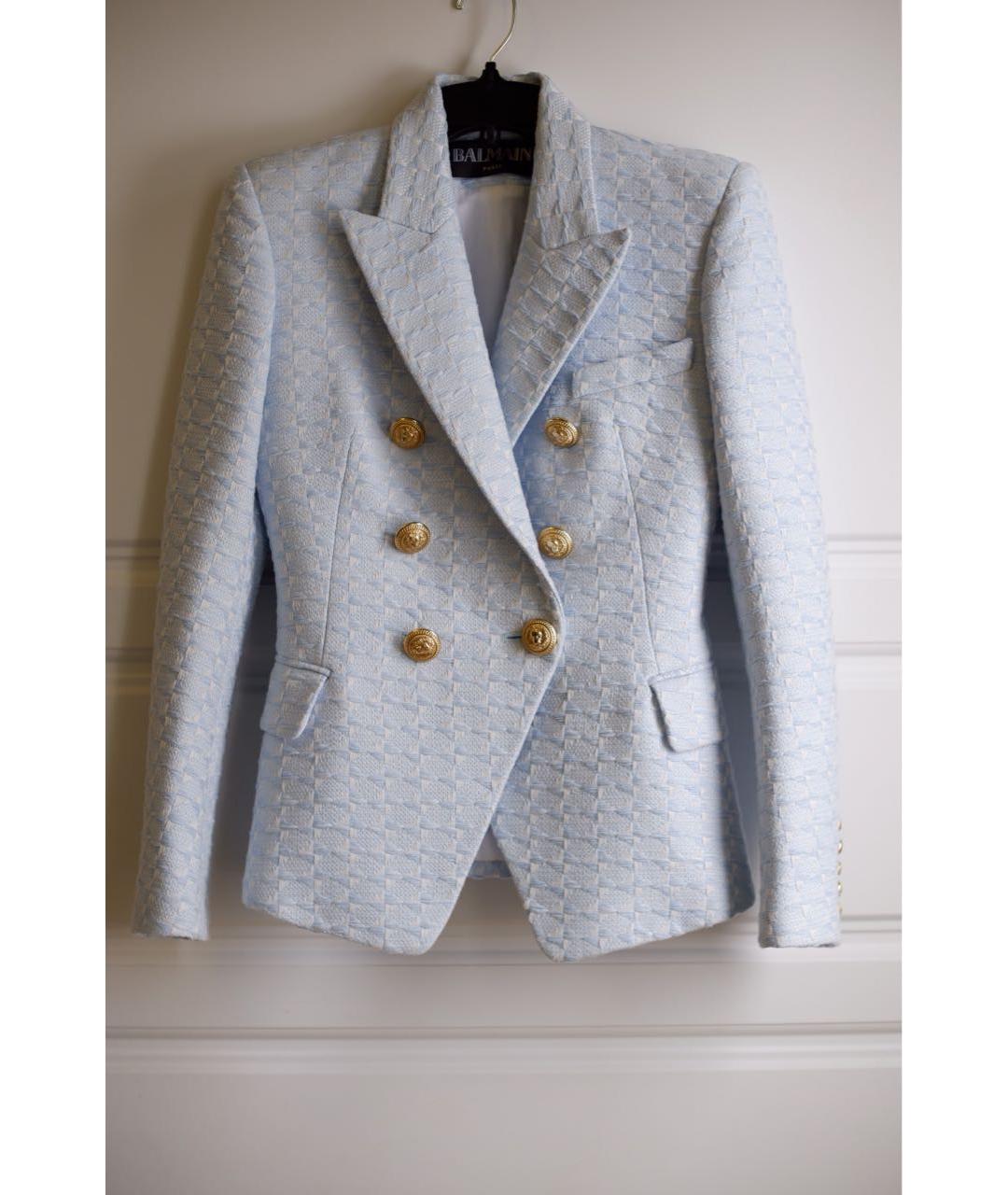 BALMAIN Голубой хлопковый жакет/пиджак, фото 9