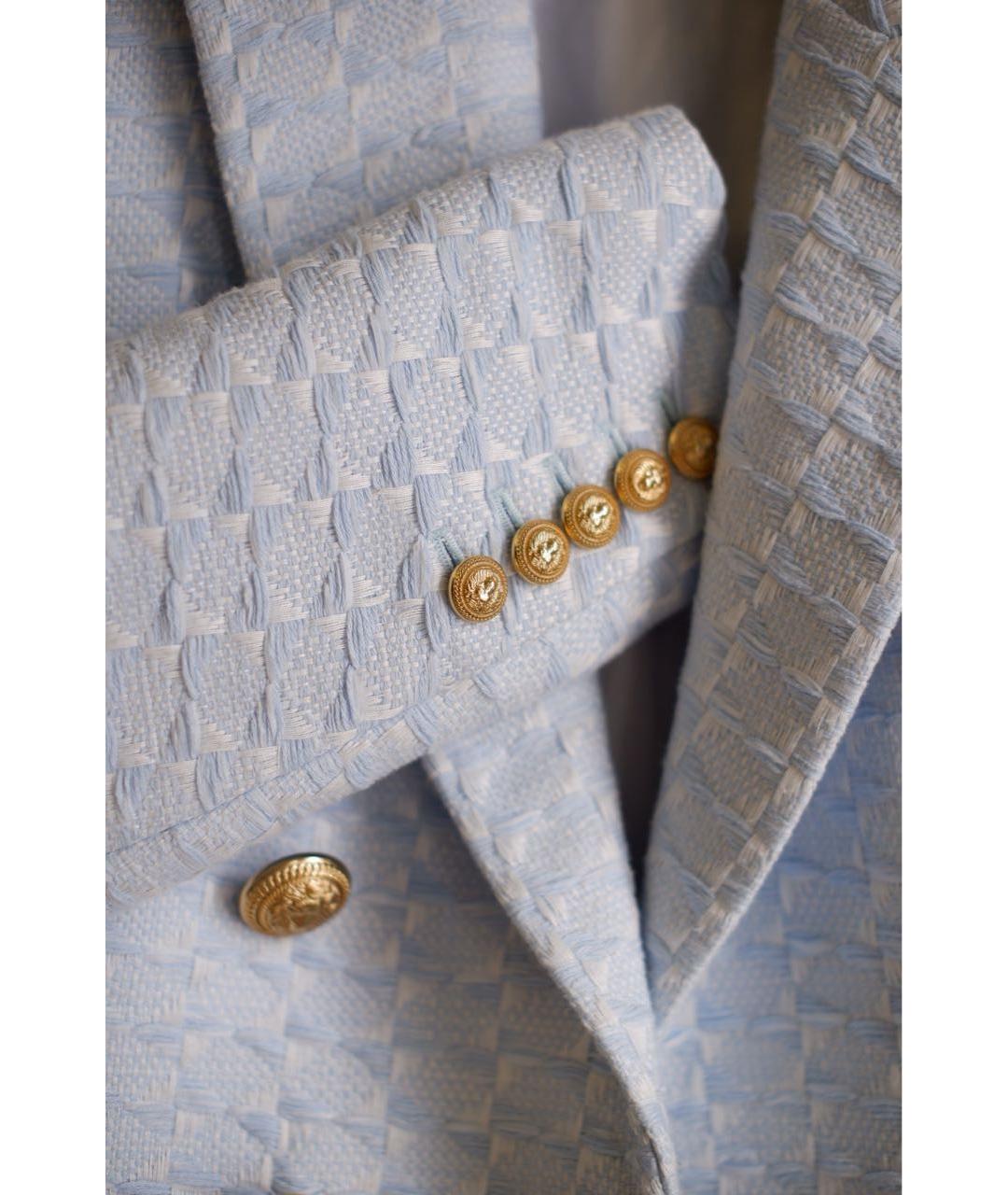 BALMAIN Голубой хлопковый жакет/пиджак, фото 3