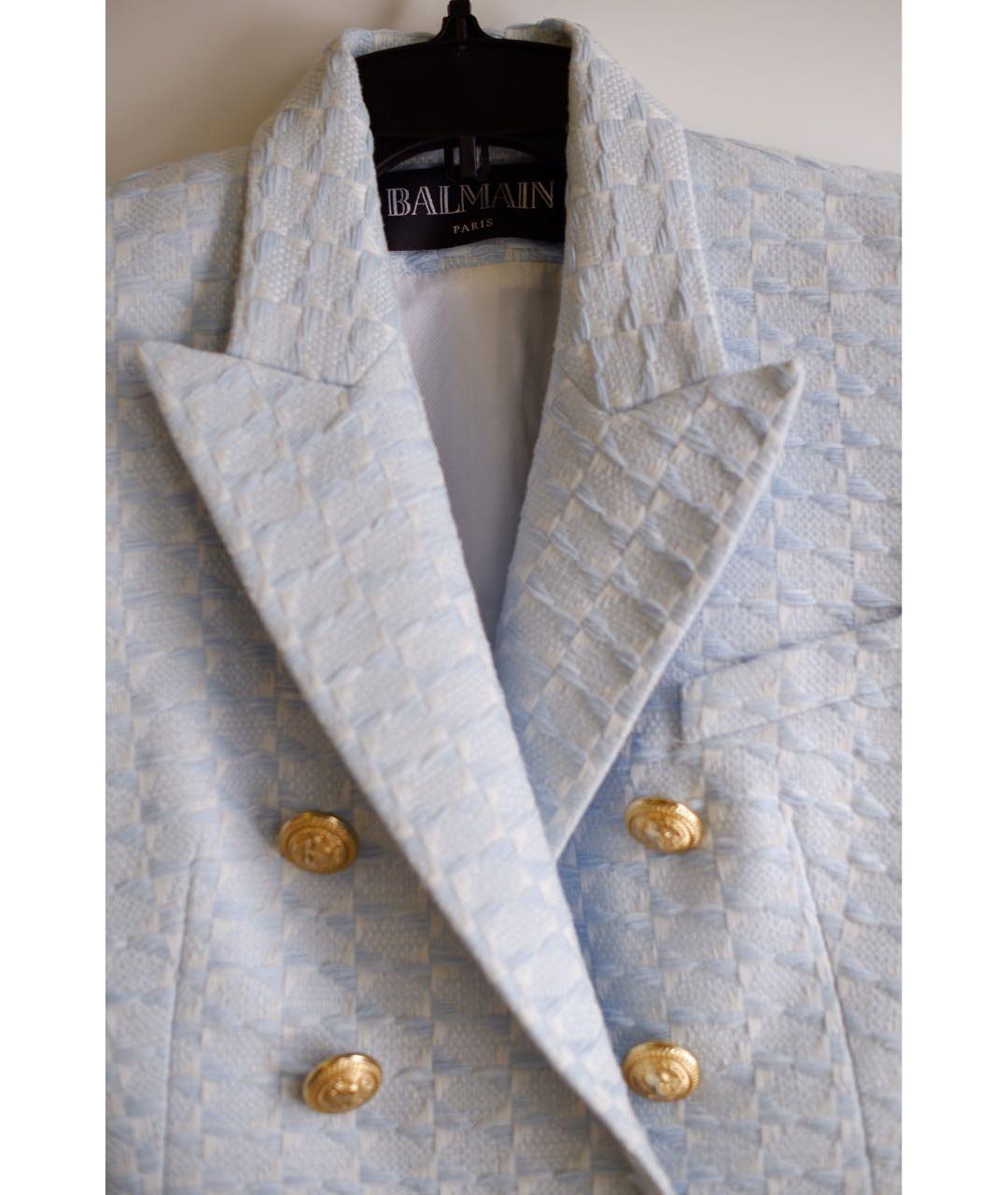 BALMAIN Голубой хлопковый жакет/пиджак, фото 4