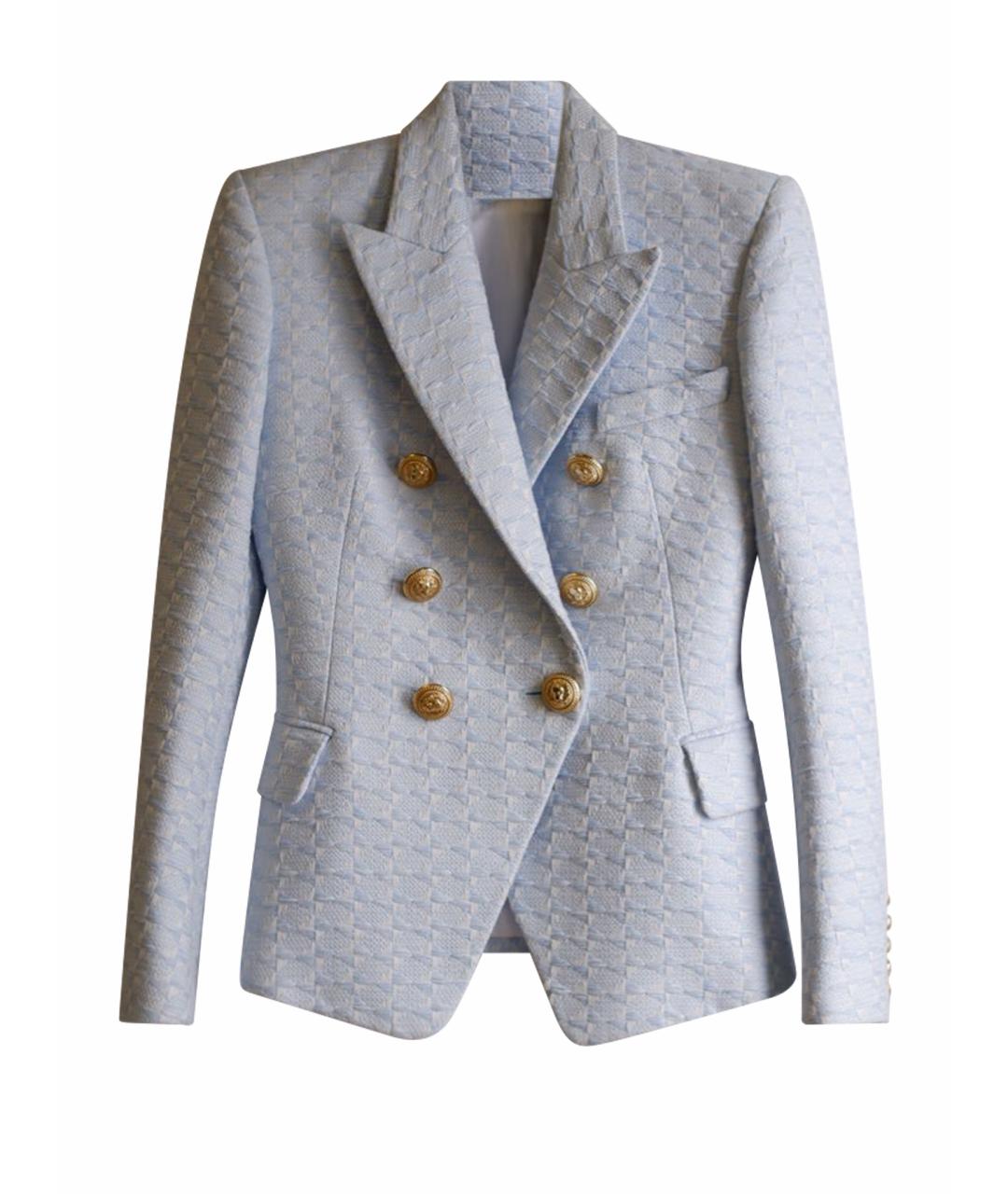 BALMAIN Голубой хлопковый жакет/пиджак, фото 1