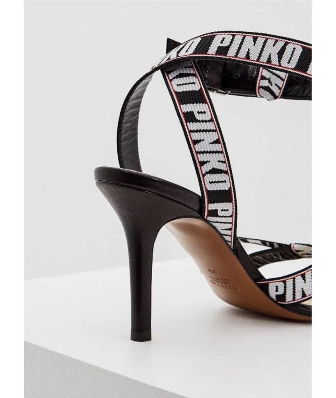 PINKO Черные кожаные босоножки, фото 4