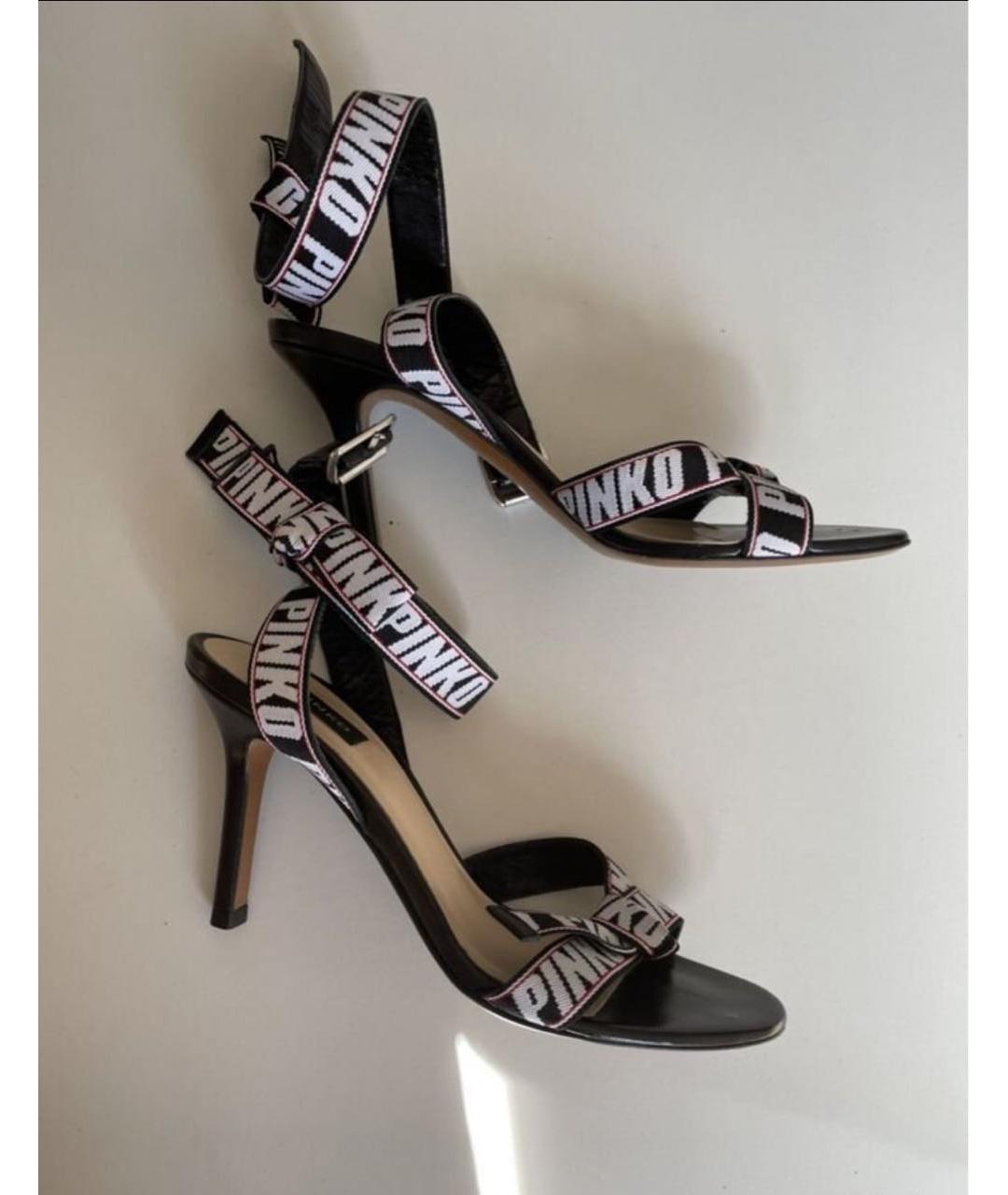 PINKO Черные кожаные босоножки, фото 5