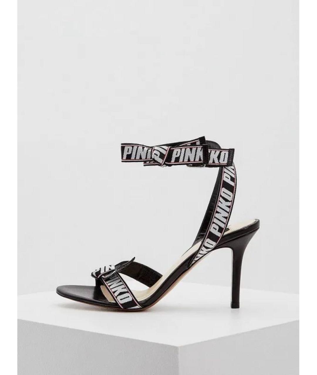 PINKO Черные кожаные босоножки, фото 6
