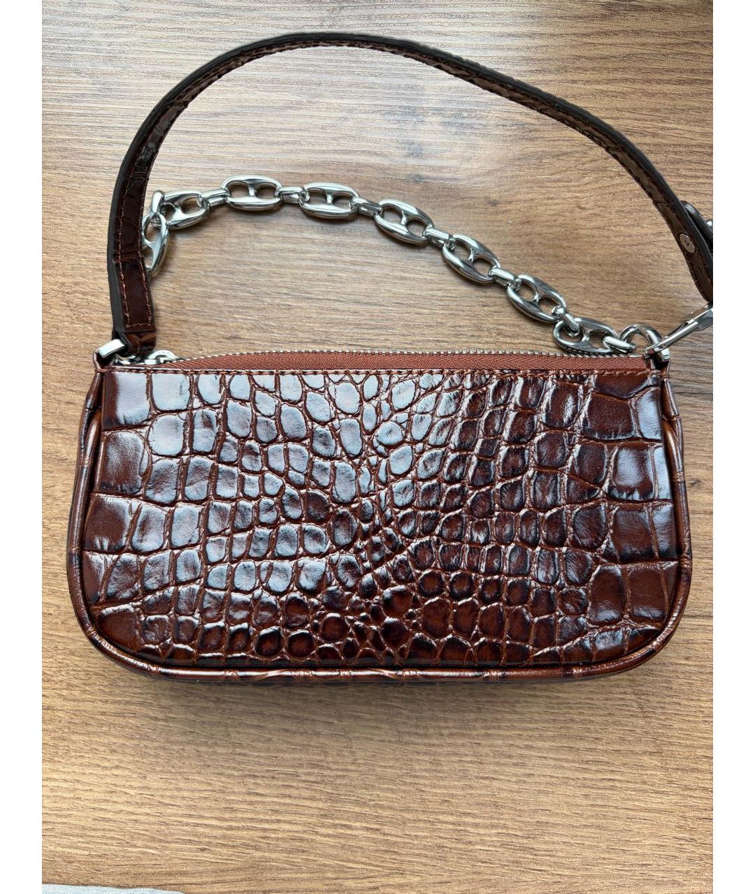 BY FAR Коричневая кожаная сумка через плечо, фото 3