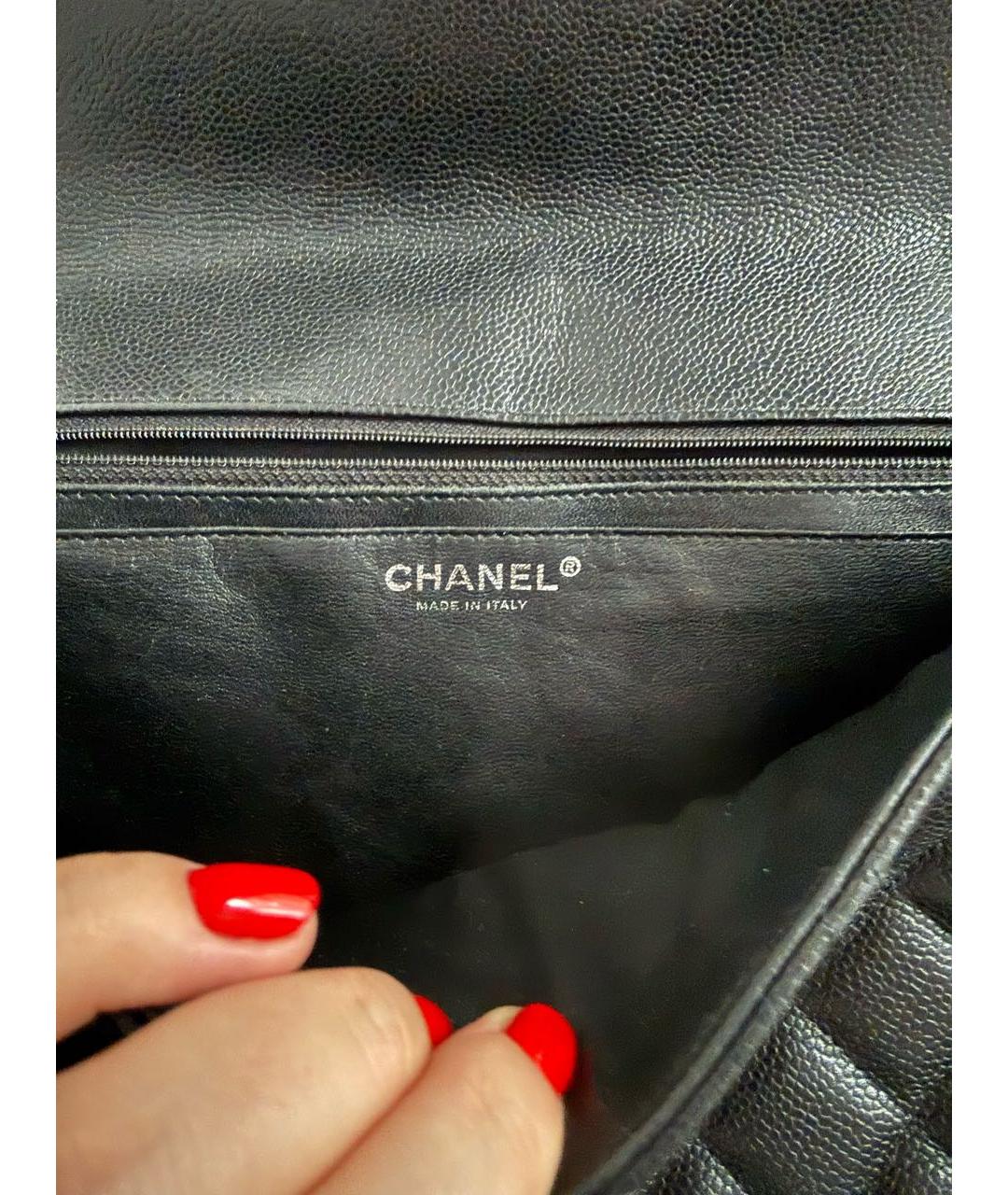 CHANEL Черная кожаная сумка с короткими ручками, фото 4