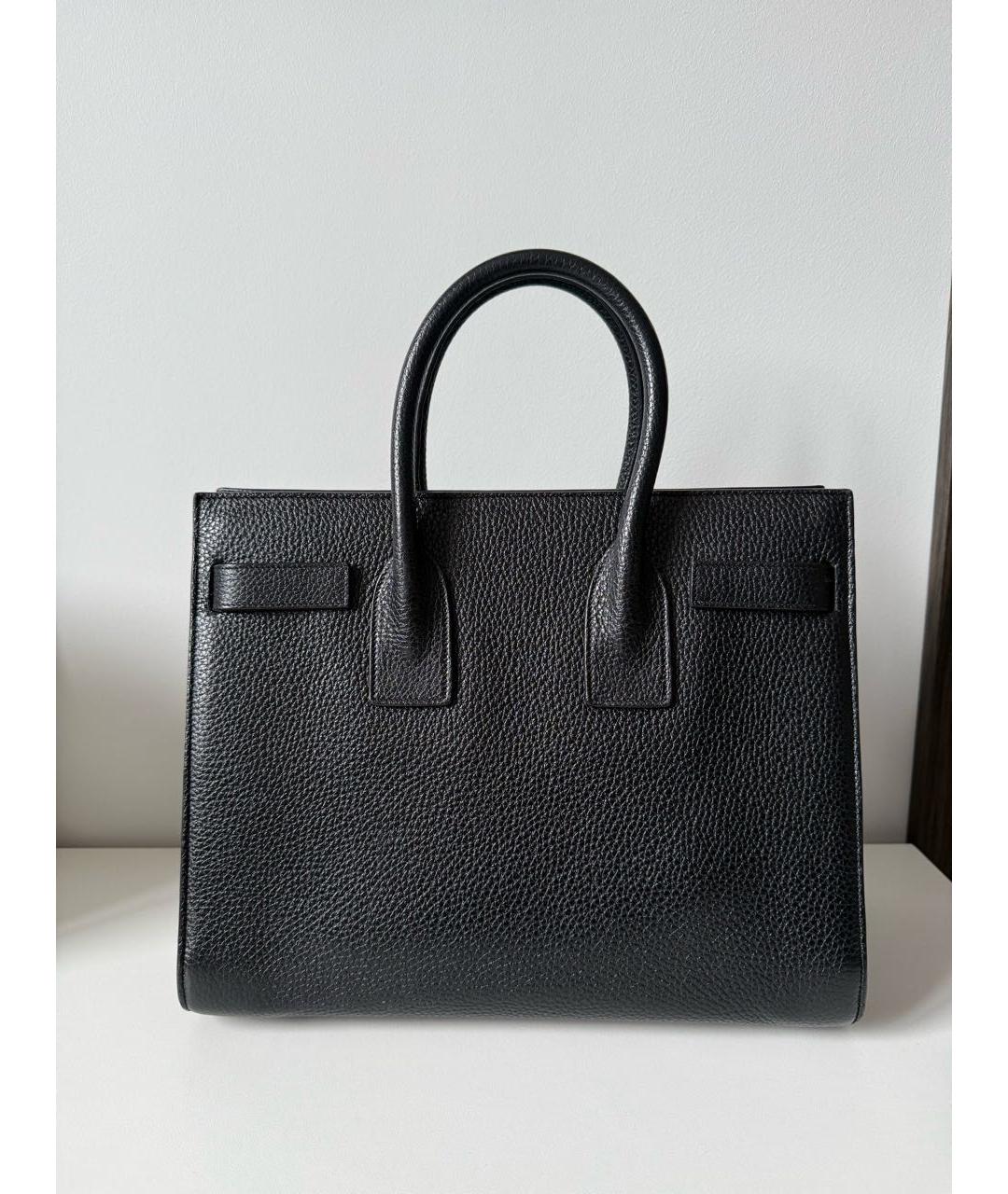 SAINT LAURENT Черная кожаная сумка тоут, фото 2