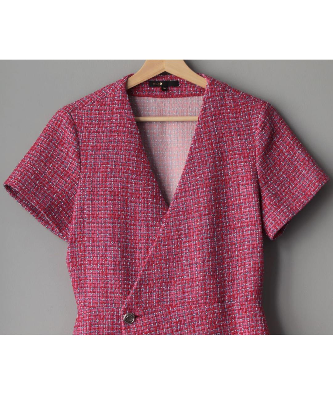 MAJE Розовое хлопковое повседневное платье, фото 4