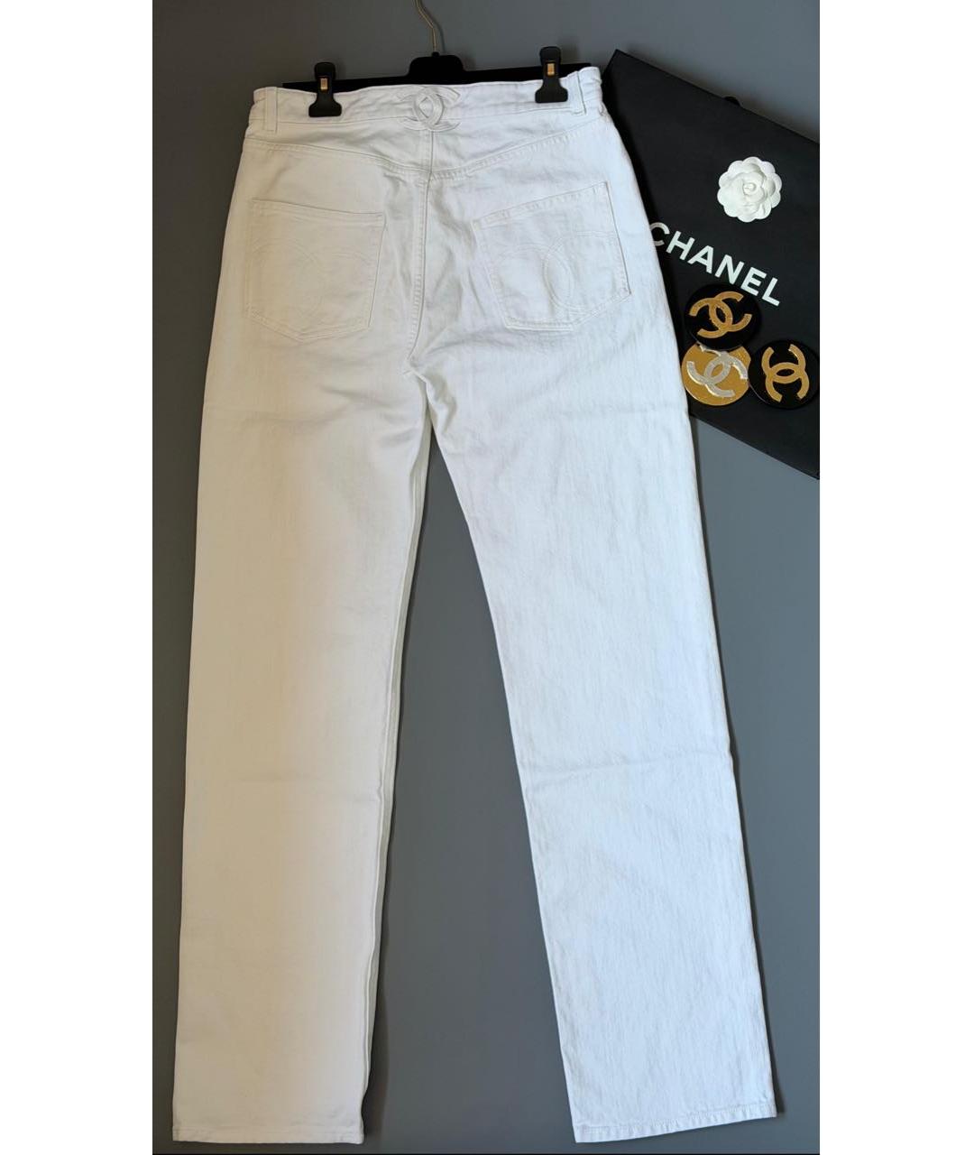 CHANEL Белые хлопковые прямые джинсы, фото 2