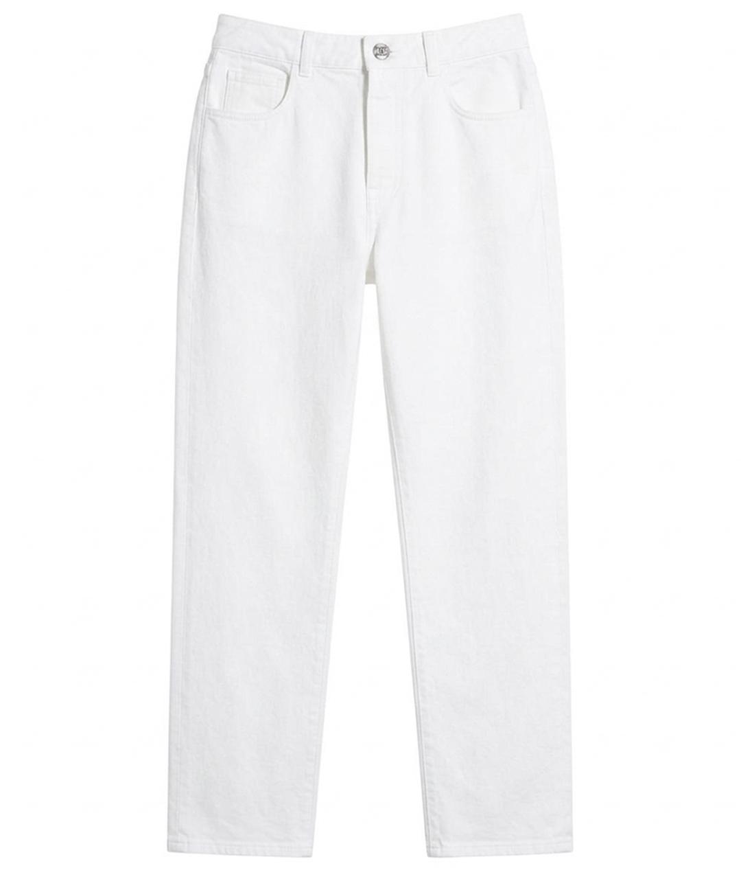CHANEL Белые хлопковые прямые джинсы, фото 1
