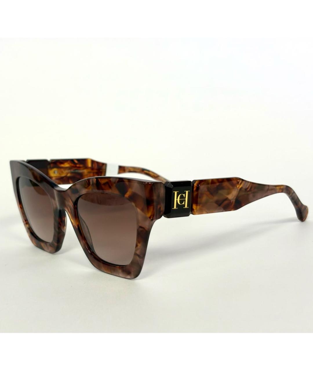 CAROLINA HERRERA Коричневые пластиковые солнцезащитные очки, фото 3
