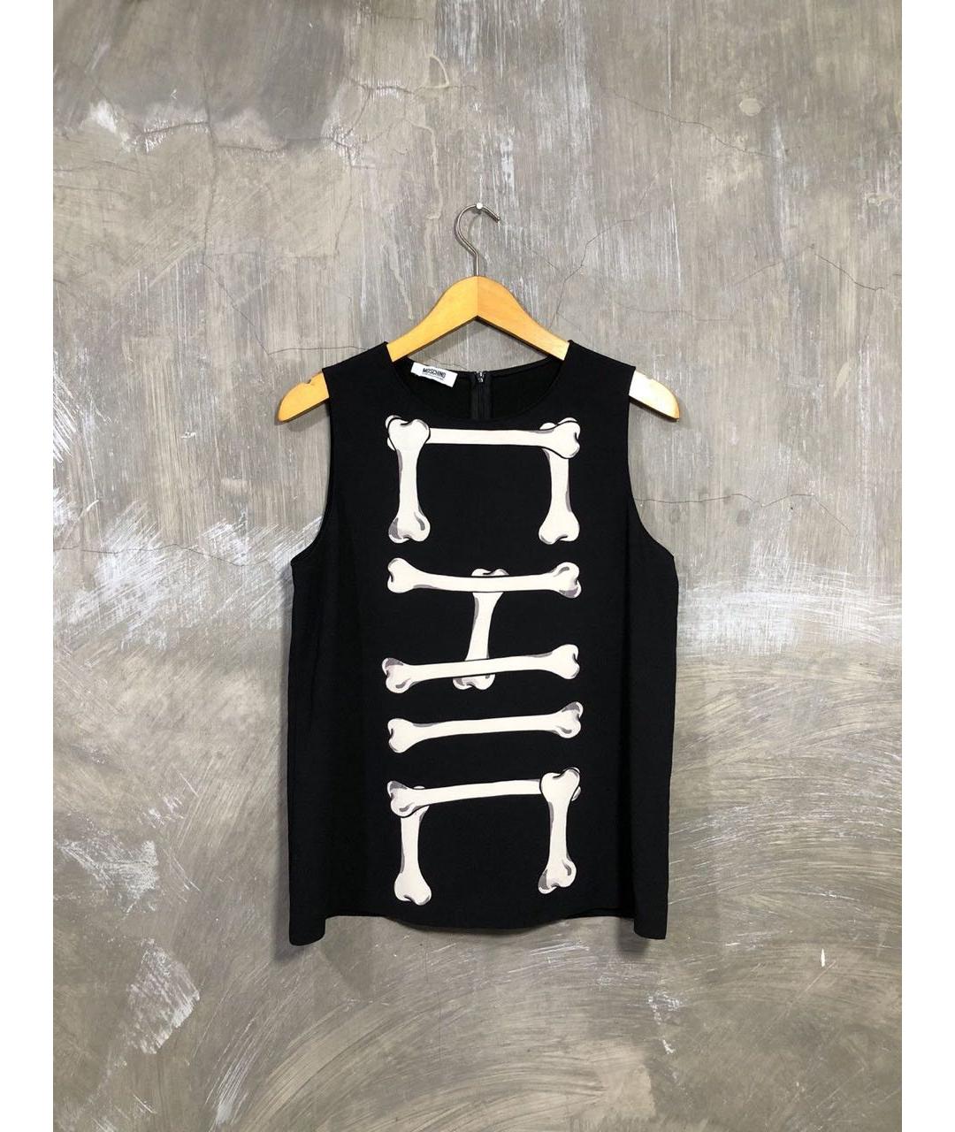 MOSCHINO Черная полиэстеровая майка, фото 7