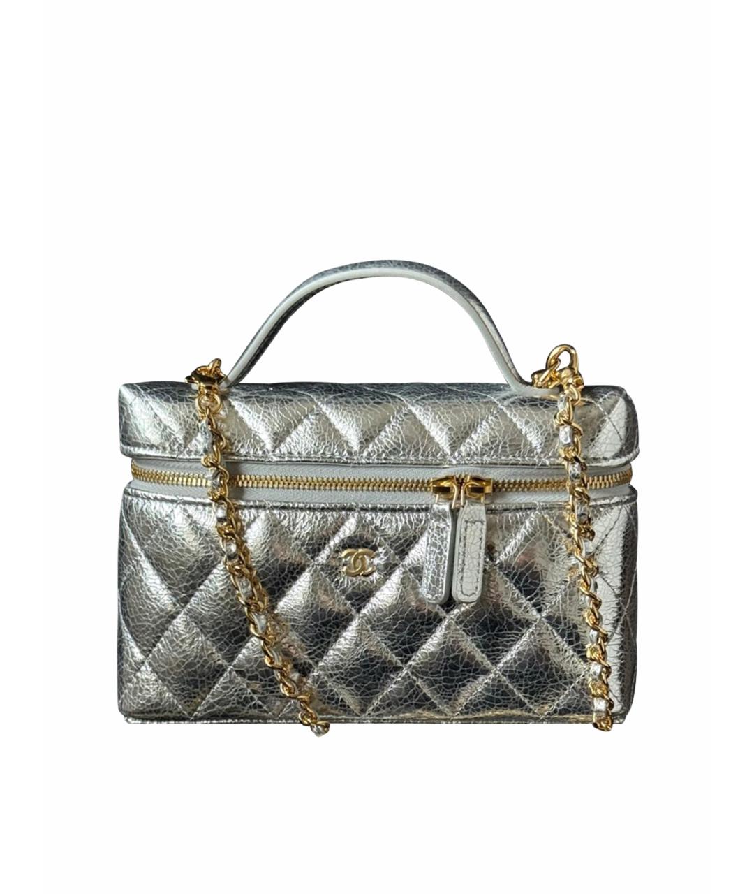 CHANEL Серебряная кожаная сумка через плечо, фото 1