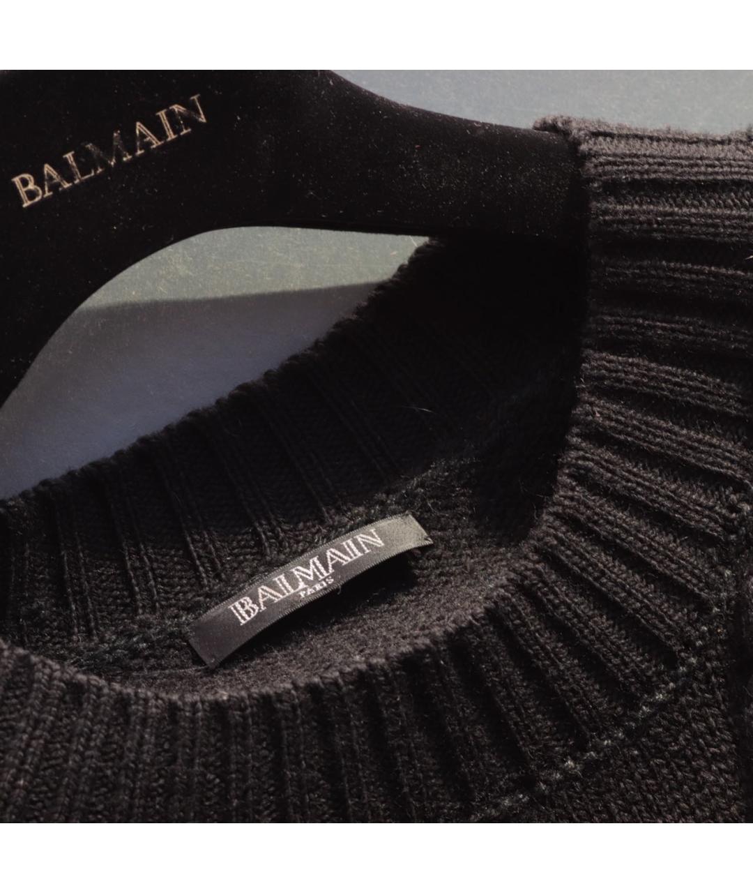 BALMAIN Черный шерстяной джемпер / свитер, фото 4