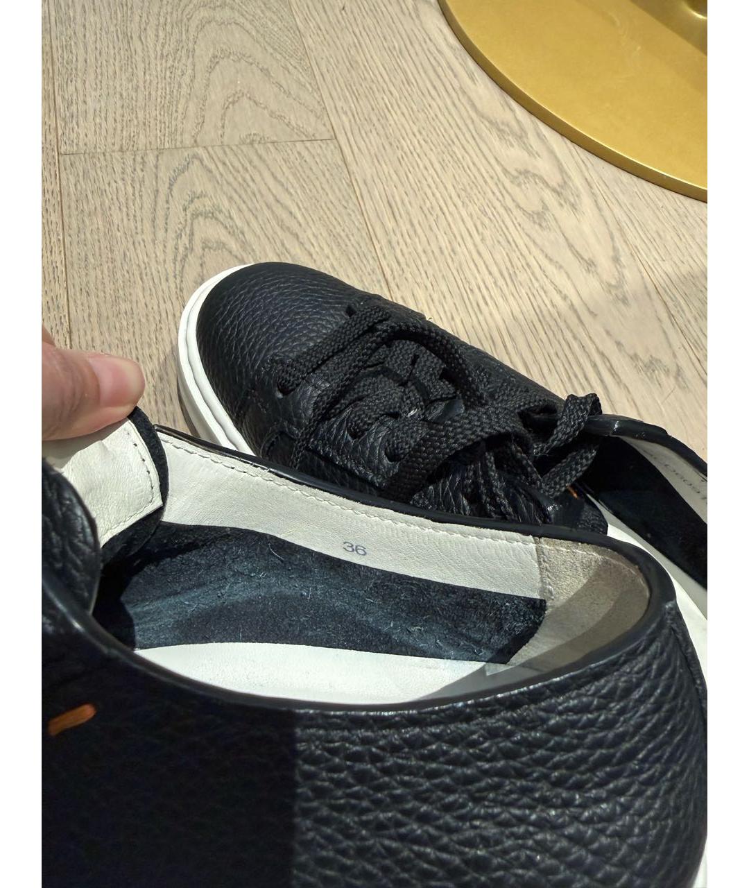 SANTONI Черные кожаные кеды, фото 7