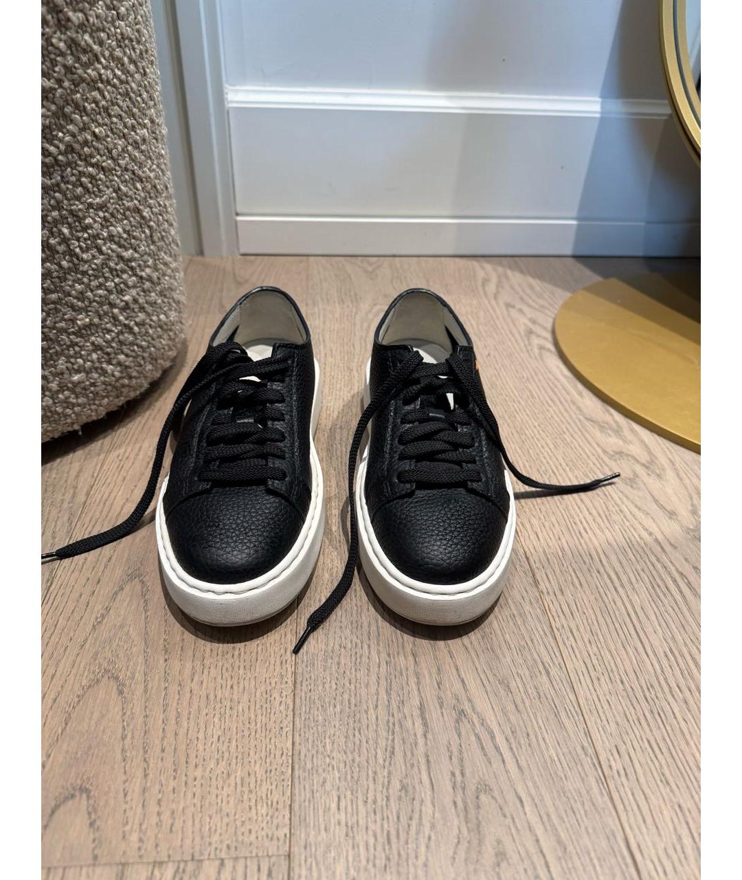 SANTONI Черные кожаные кеды, фото 9