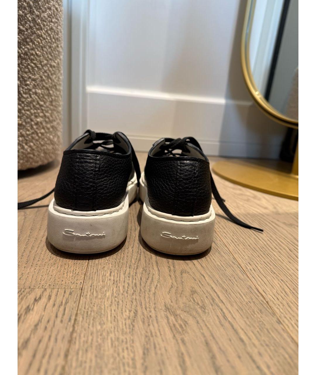 SANTONI Черные кожаные кеды, фото 3