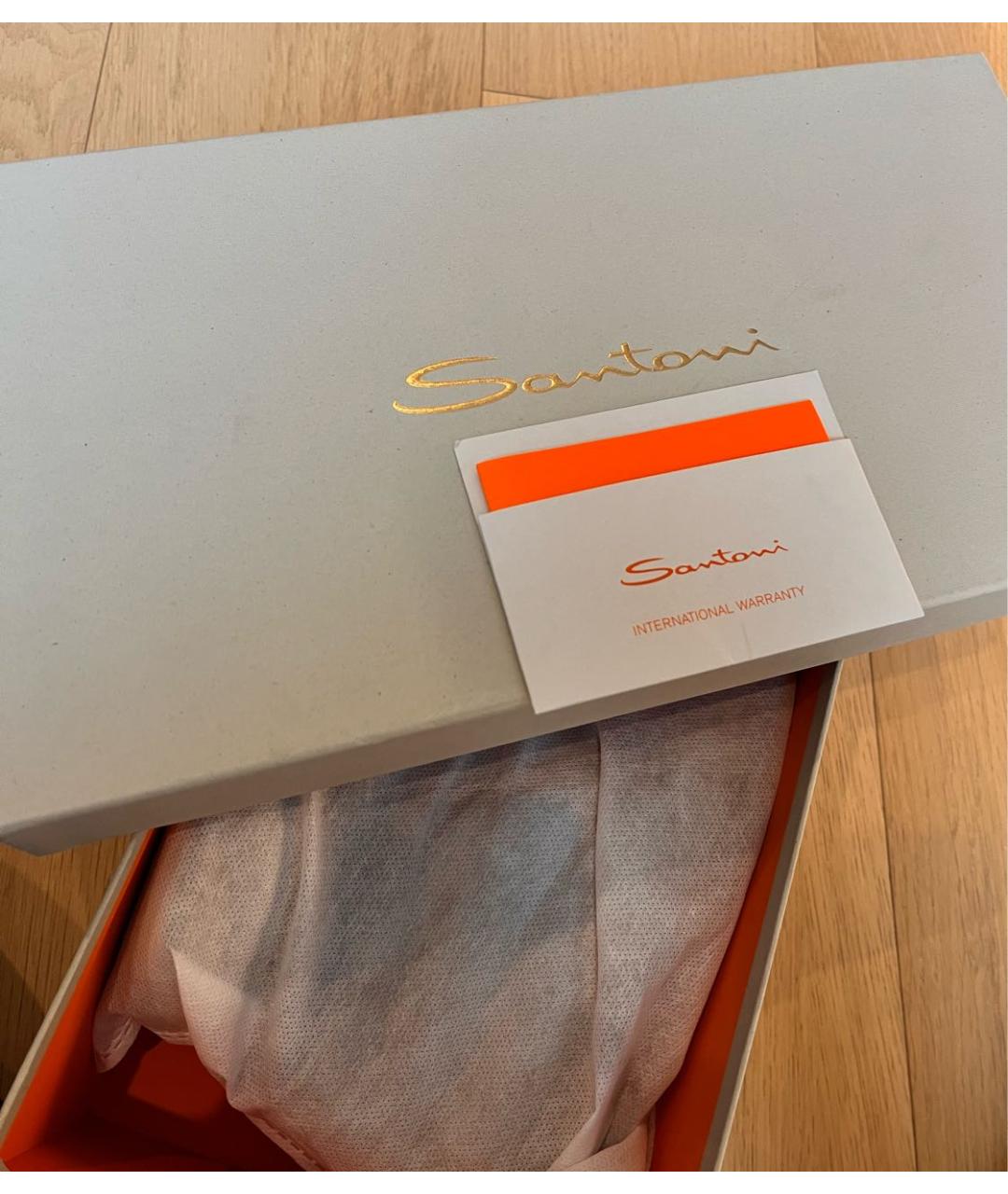 SANTONI Бежевые замшевые лоферы, фото 8