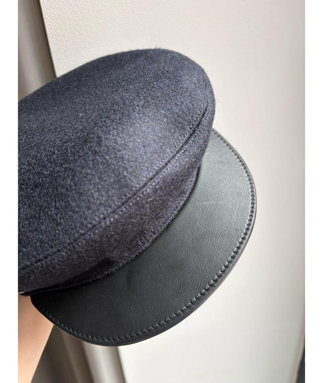 HERMES Темно-синяя шерстяная кепка, фото 8