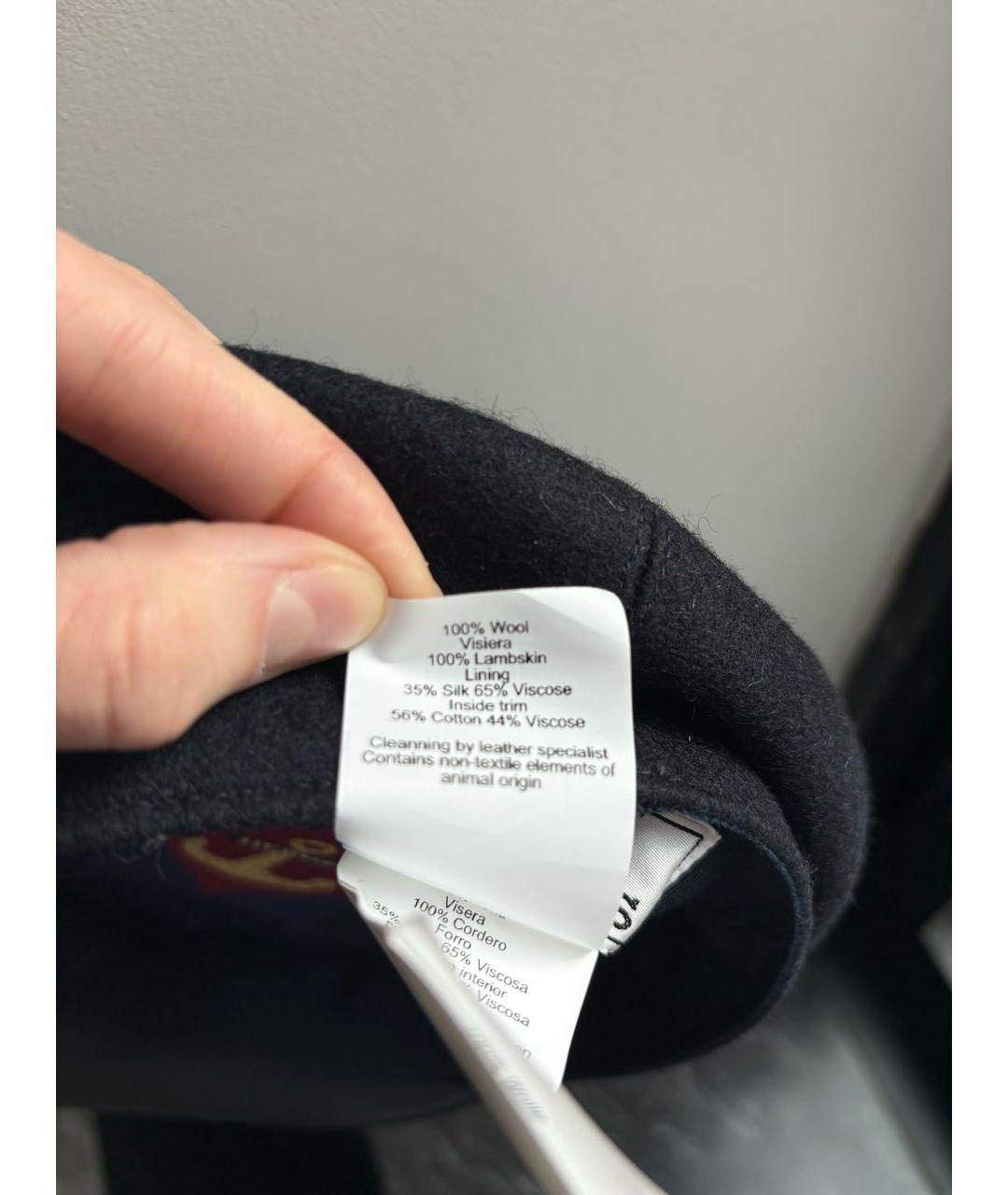 HERMES Темно-синяя шерстяная кепка, фото 7