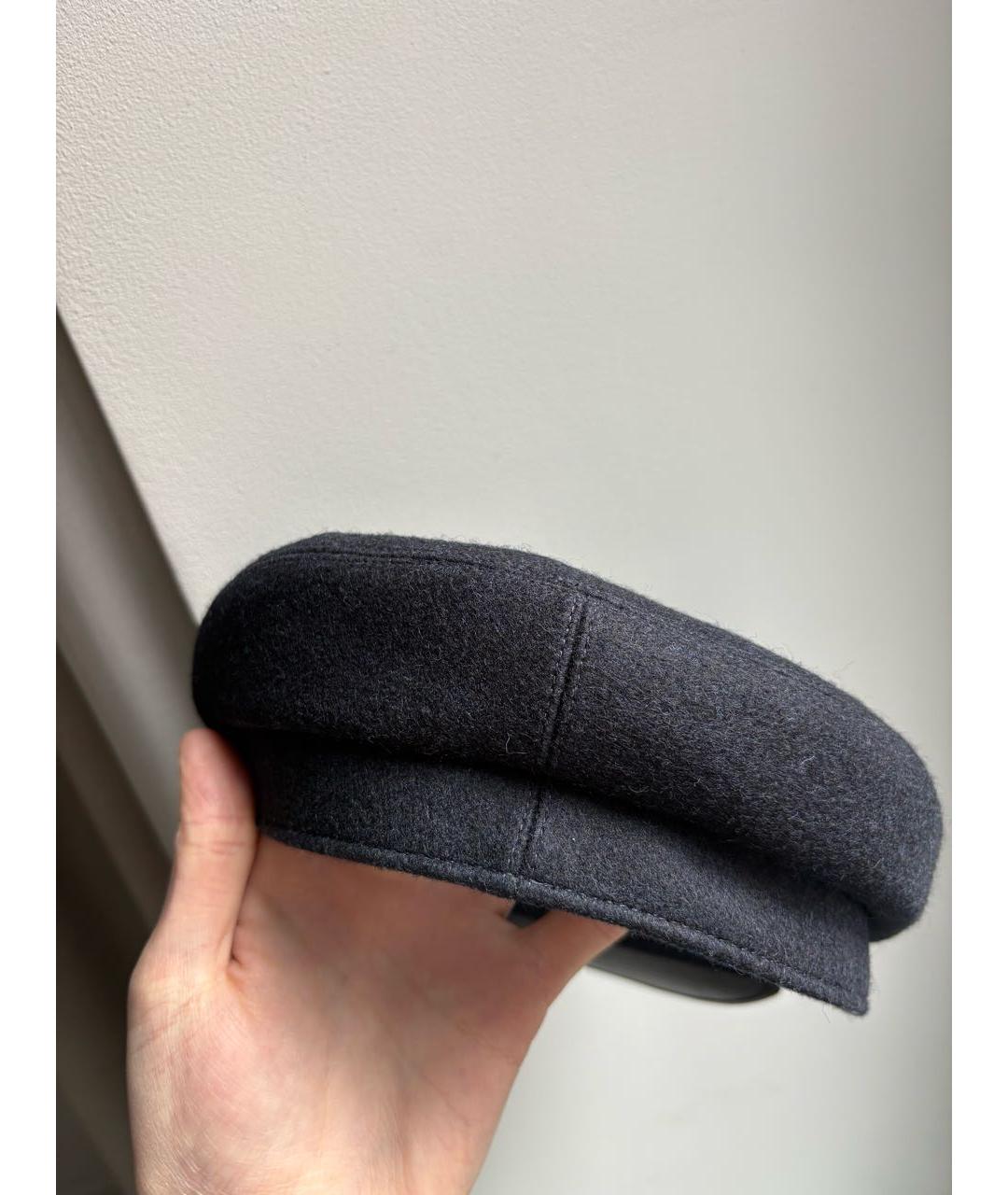 HERMES Темно-синяя шерстяная кепка, фото 4