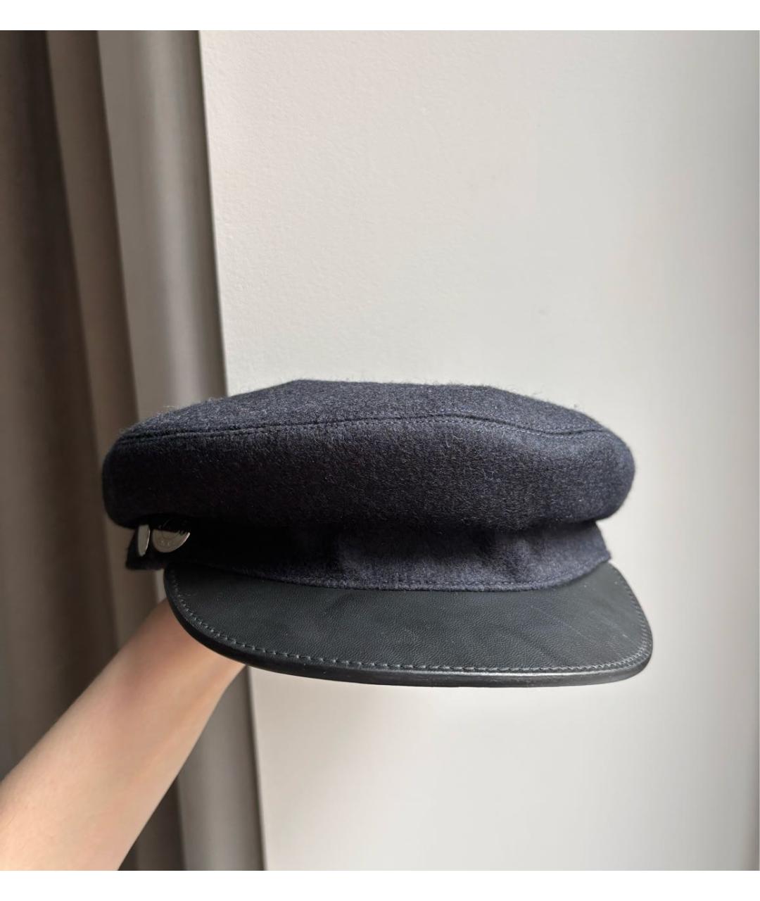 HERMES Темно-синяя шерстяная кепка, фото 9
