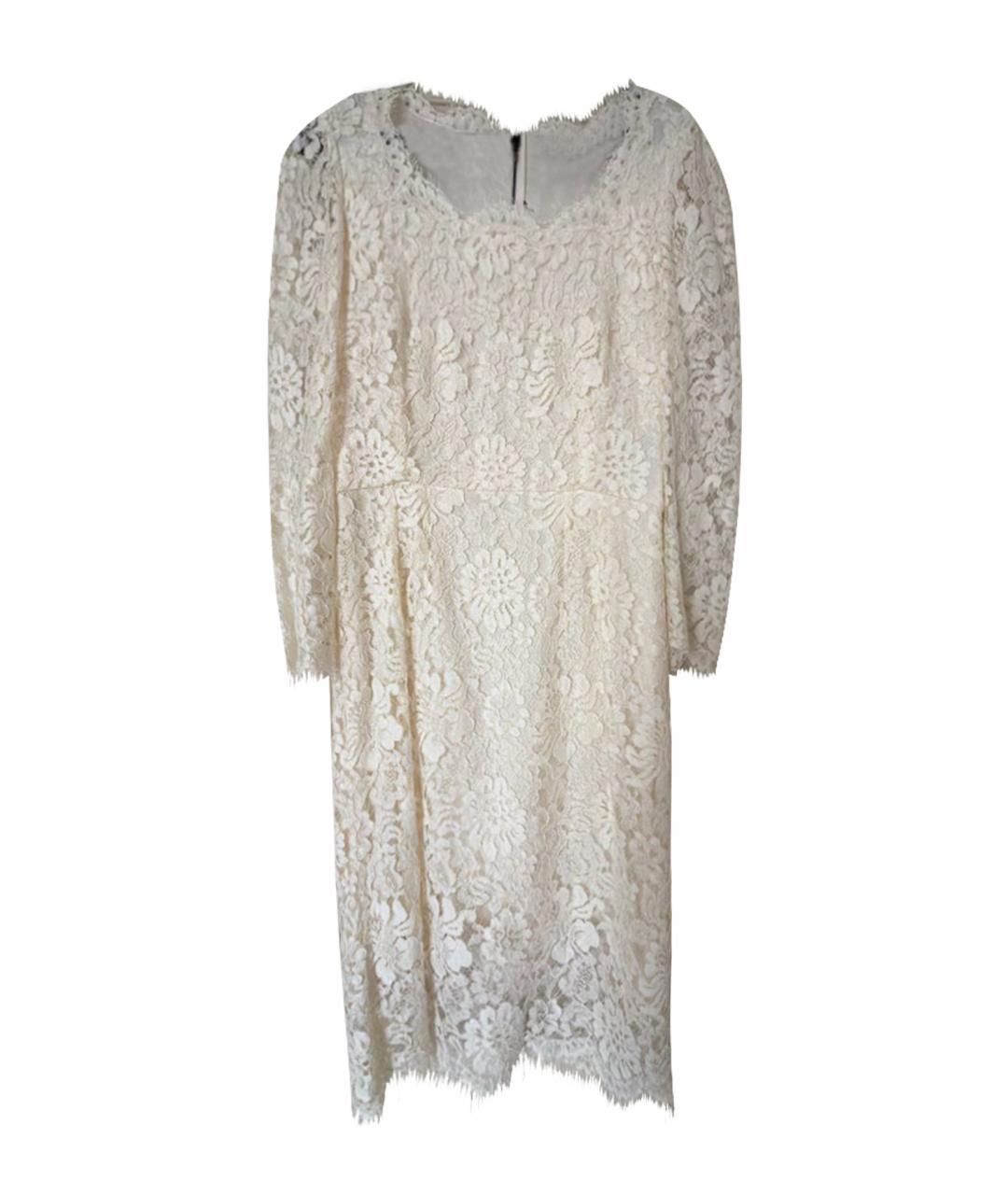 DOLCE&GABBANA Белое хлопко-эластановое коктейльное платье, фото 1