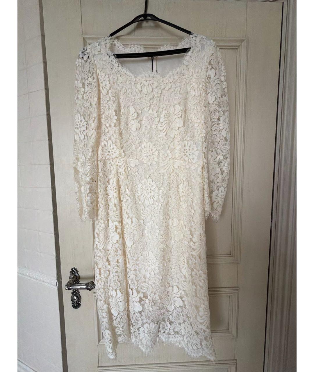 DOLCE&GABBANA Белое хлопко-эластановое коктейльное платье, фото 5
