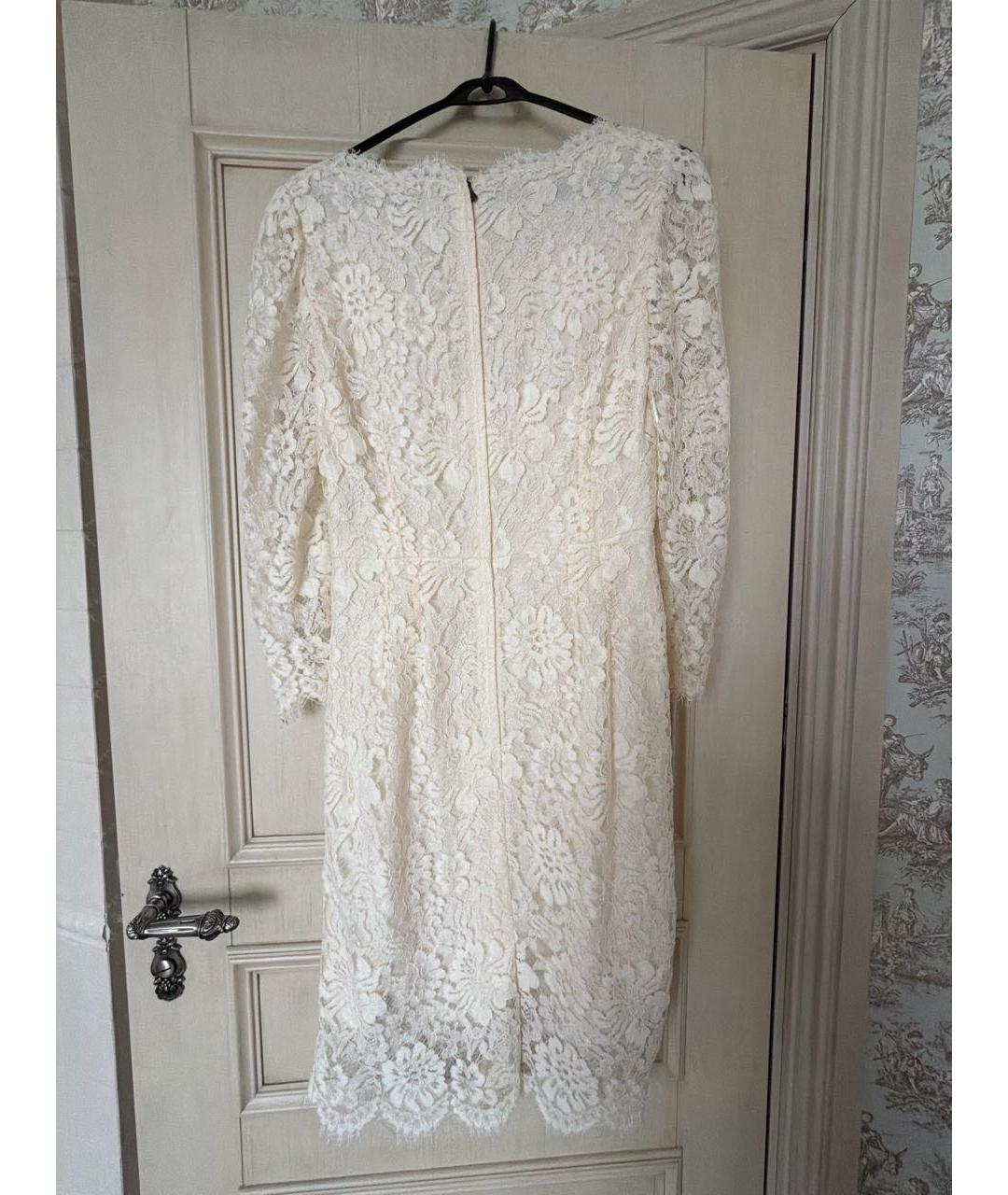 DOLCE&GABBANA Белое хлопко-эластановое коктейльное платье, фото 2