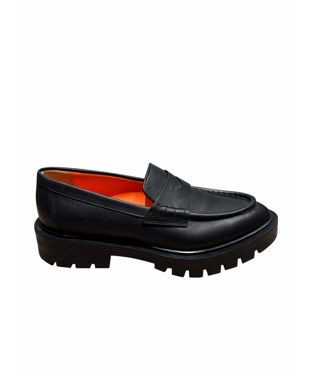 SANTONI Черные кожаные лоферы, фото 1