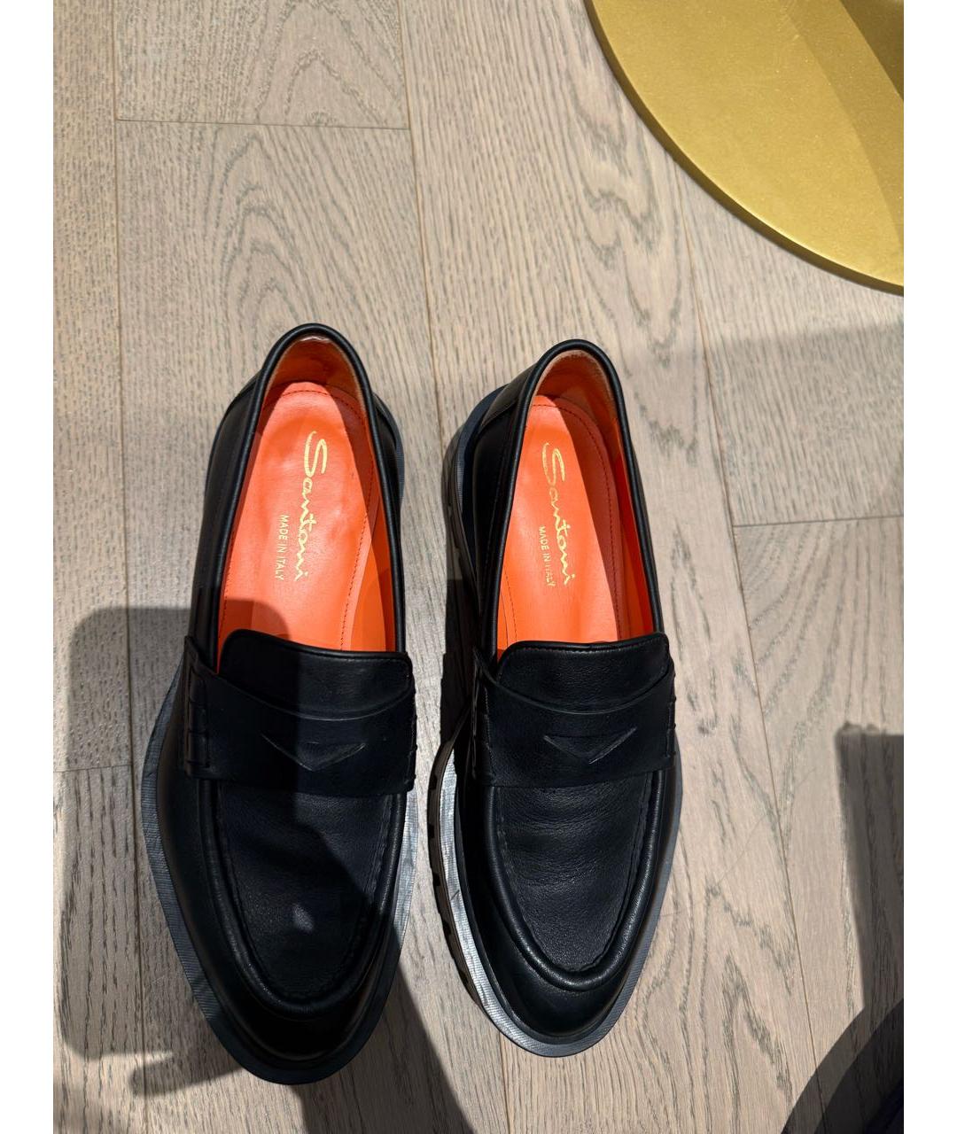 SANTONI Черные кожаные лоферы, фото 5