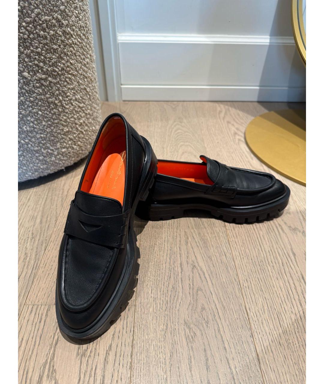 SANTONI Черные кожаные лоферы, фото 7