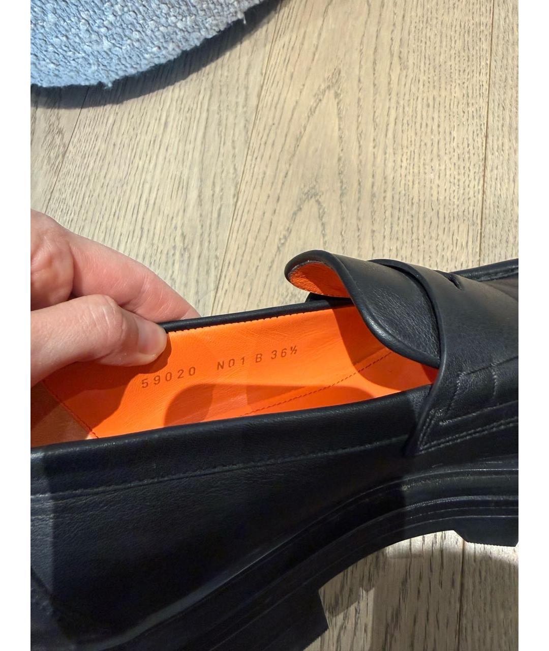 SANTONI Черные кожаные лоферы, фото 6