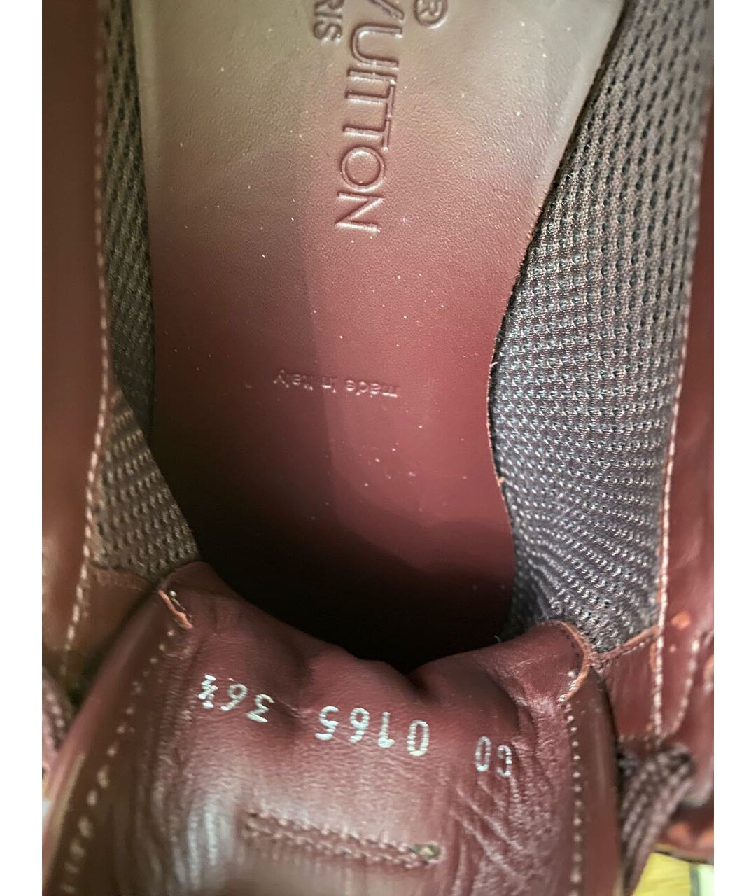 LOUIS VUITTON Бордовые кроссовки из экзотической кожи, фото 6