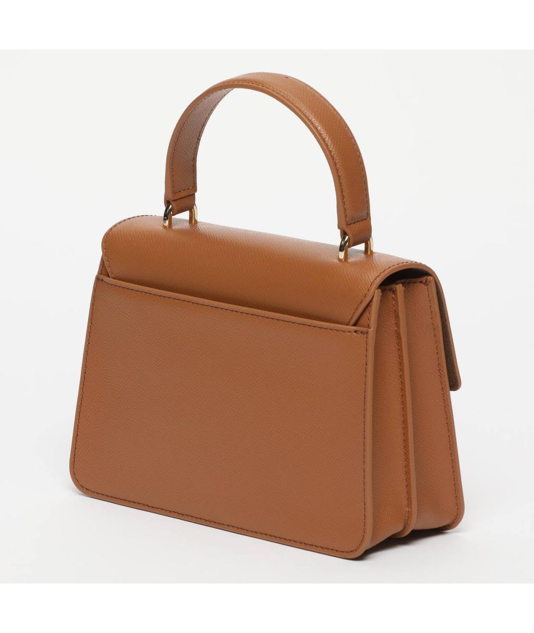 FURLA Коричневая кожаная сумка с короткими ручками, фото 3