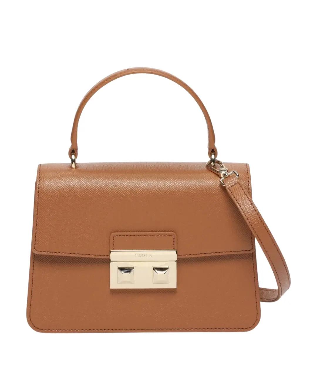 FURLA Коричневая кожаная сумка с короткими ручками, фото 7