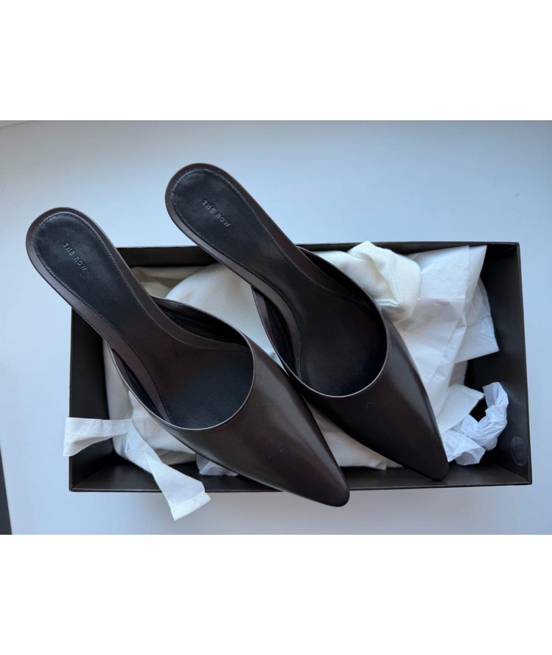 THE ROW Коричневые кожаные мюли, фото 3