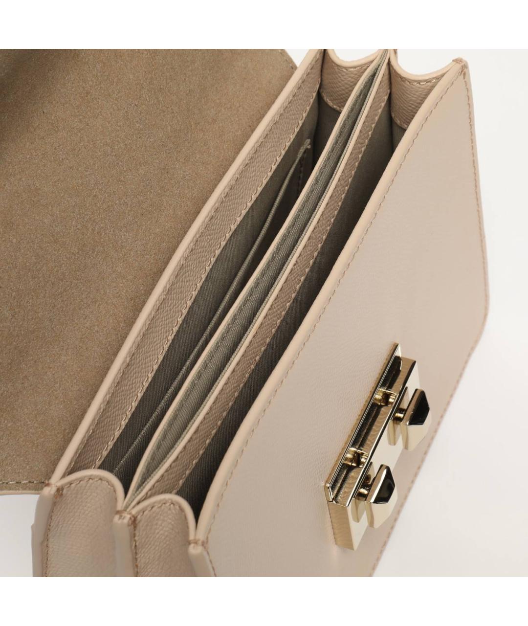 FURLA Бежевая кожаная сумка с короткими ручками, фото 2