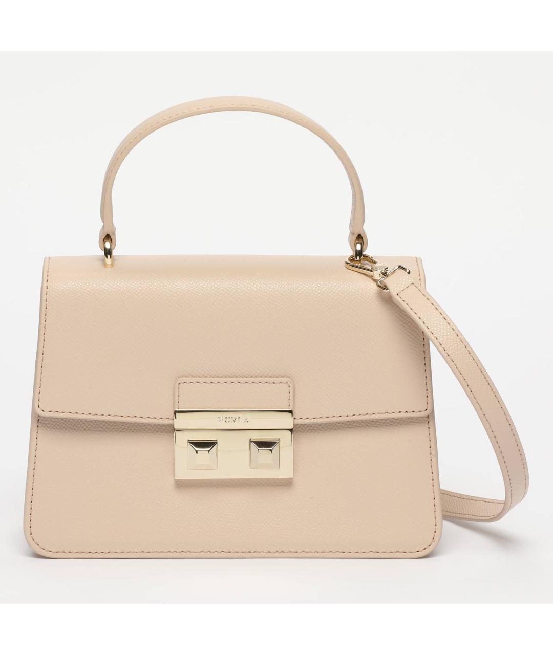 FURLA Бежевая кожаная сумка с короткими ручками, фото 7