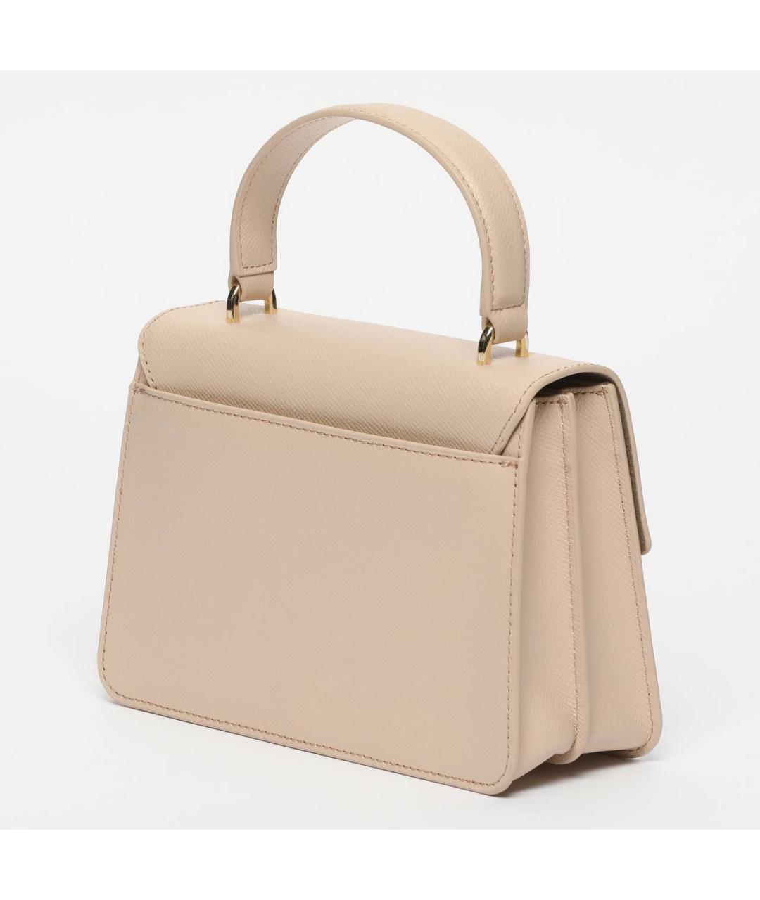 FURLA Бежевая кожаная сумка с короткими ручками, фото 3